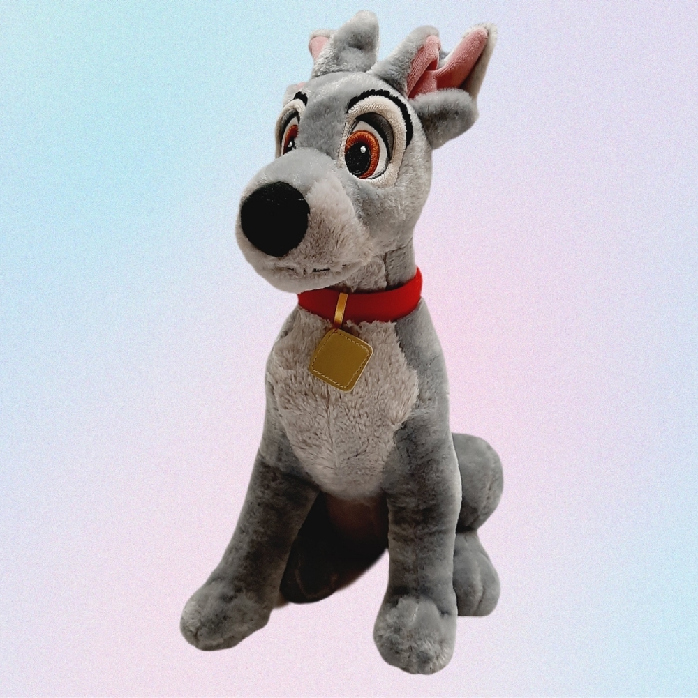 🍒 Disney Store Large 14" Lady and the Tramp Gray Puppy Dog Plush Soft Kids Toy
